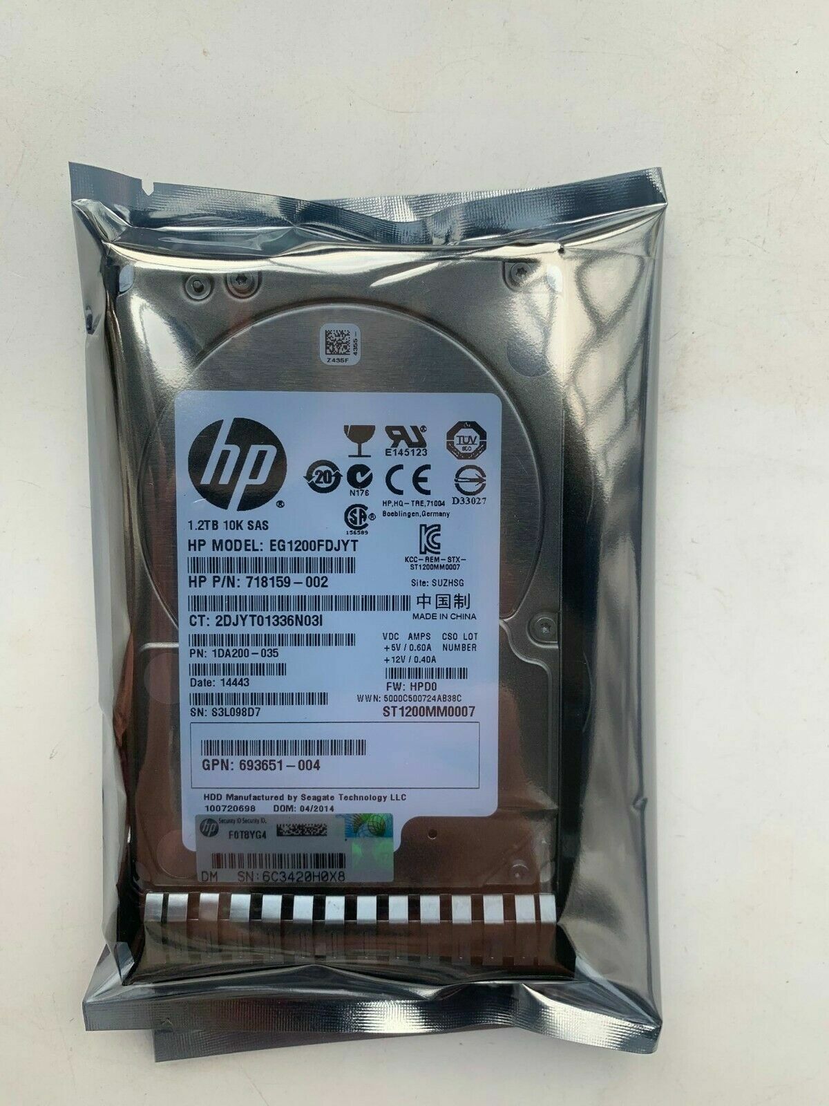 HP 718162-B21 726480-001 718292-001 1.2TB 6G 10K 2.5" SAS Gen8/9 - Foto 6