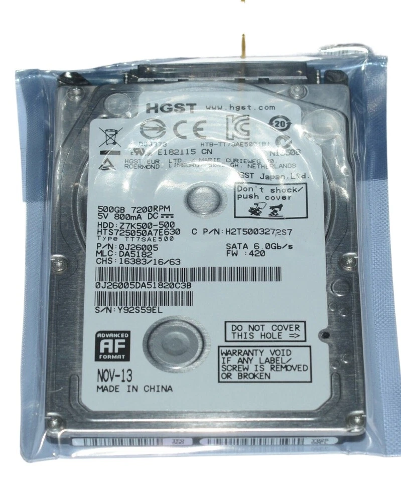 HTS725050A7E630 NEW HGST 500GB 7200RPM 2.5" SATA Thin Laptop Hard Driv 7mm 2.5" - Image 2 of 4