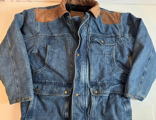 Woodsman ATA All Terrain Apparel Denim Chore Jacket Men’s Medium Flannel Lined