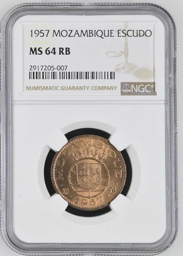 1957 MOZAMBIQUE ESCUDO NGC MS64 RB