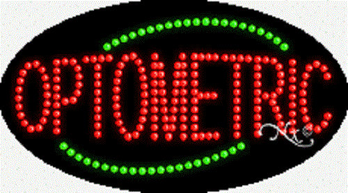 BRANDNEU "OPTOMETRISCH" 27x15 OVALES SOLIDES/ANIMIERTES LED-SCHILD mit KUNDENSPEZIFISCHEN OPTIONEN 24260 - Bild 1 von 3