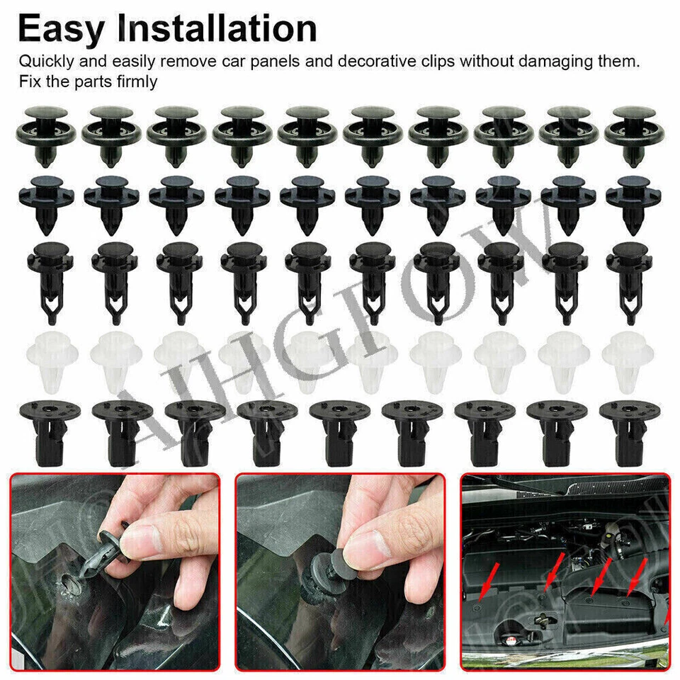 100x tampa de rebite de motor tipo pressão clipe de pino de retenção para Toyota Lexus - Imagem 2 de 4