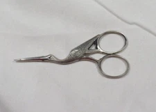 Sewing Scissors Stork design CLAUSS 53 U.S.A. vintage 353 1/2 etched embroidery