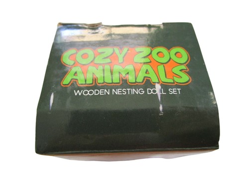 Cozy Zoo Animals Wooden Nesting Doll Set 6 Pieces Ages 3+ Hand Painted Open Box - Picture 3 of 10