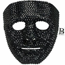 Rhinestone Krump Dance Mime Masquerade Mask Full Face Mask Black Masquerade Ball