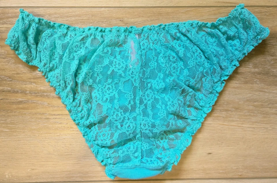 Vintage Victoria's Secret Turquoise Cotton Lace Low-Rise Bikini Bloomer Panty M - Image 2 of 3