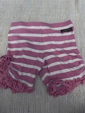 Matilda Jane Girls coral  white sinched side ruffle shorties size 8 