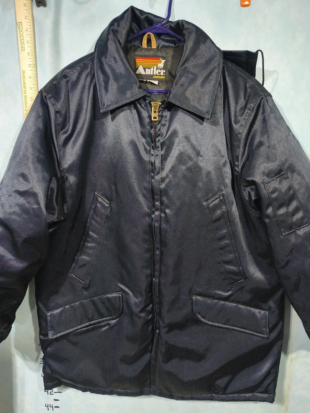 Antler Jacket Mens L Blue Puffer Hooded Insulated Zip Pockets Workwear