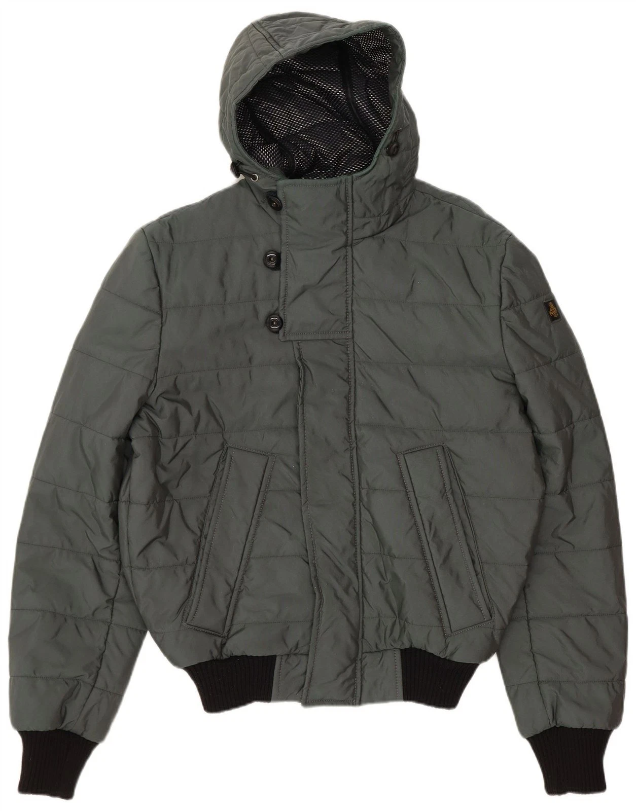 Refrigiwear Mens Hooded Padded Jacket IT 46 Small Green Polyamide DQ01