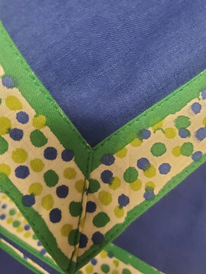 New 12pc Placemat Napkin Set 6 Mats 6 Napkins Navy Blue with Polka Dot Border - Image 3 of 4