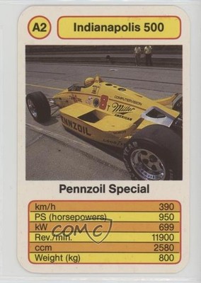 1986 Ace Trumps Indianapolis 500 Pennzoil Special #A2 1p1