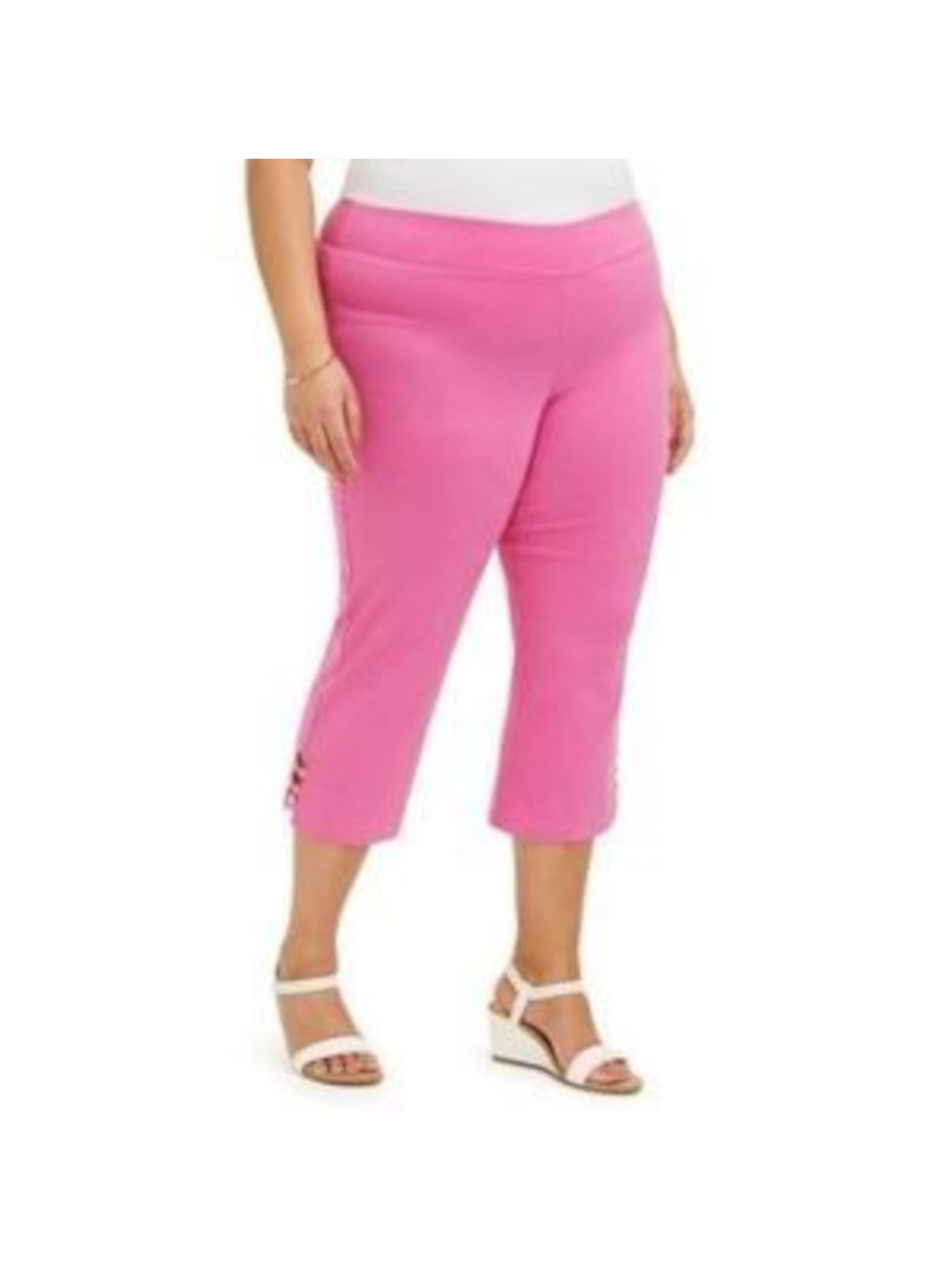 Женские розовые укороченные брюки JM COLLECTION Plus 4X