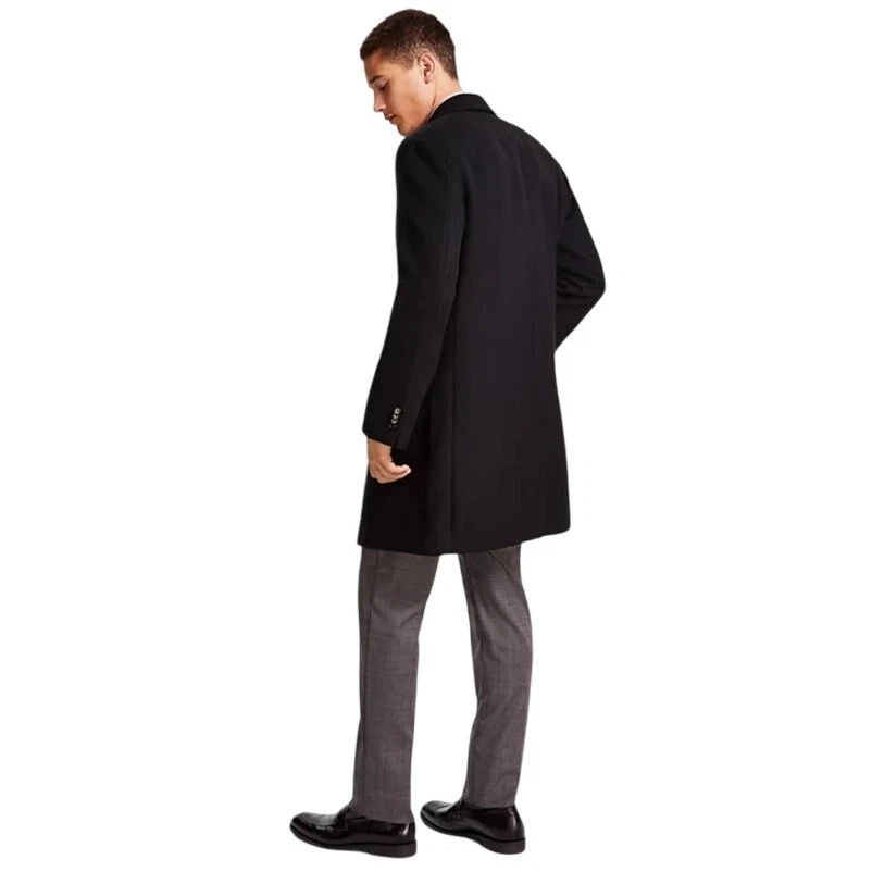 Abrigo clásico informal de lana negro de longitud media Brooks Brothers para hombre talla 44R Foto 2 de 4