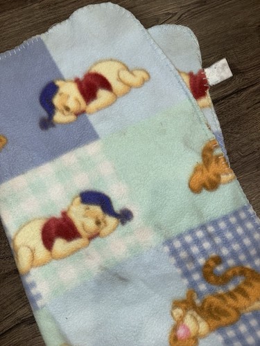 Disney Brand Patchwork Sleeping Winnie The Pooh Tigger Fleece Soft Baby Blanket - Picture 2 of 2