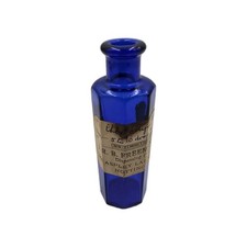 Antique Cobalt Blue Chlorodyne Poison Bottle Original Label Victorian Chemist