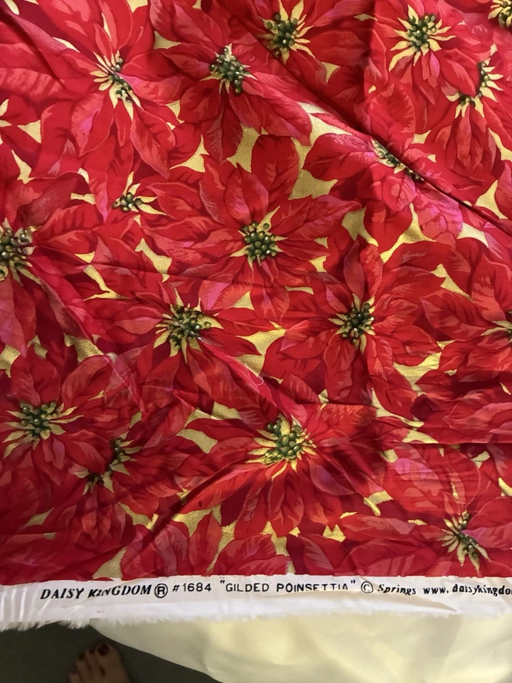 Tela Daisy Kingdom #1684 DORADA FLOR DE PASCUA POR YARDA Foto 3 de 4