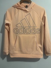 Adidas Sweatshirt Pullover Hoodie Women's Size XS Peach Climawarm Pocket