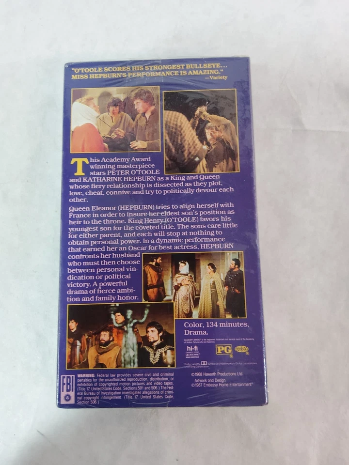 The Lion In Winter New Sealed VHS Tape With Watermarks Rare - Image 3 of 4