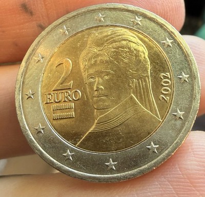 2 Euro Bi-Metallic Coin 2002 Multicolor European Currency Circulated Uncertified