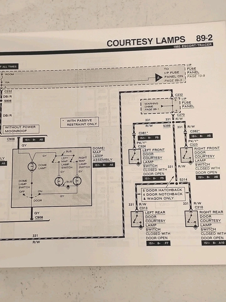 1993 年福特 ESCORT TRACER 电动真空管 — 第 3/4 张图片
