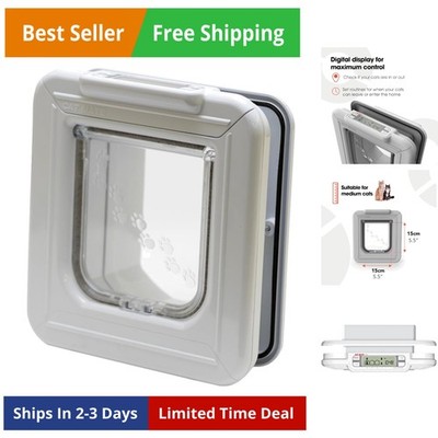 Elite Microchip Cat Flap with Digital Timer & LCD Display 355 - for Small to ...