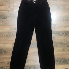 Escada Margaretha Ley Vintage Black Velvet Straight Leg Pant Gold Size US 6