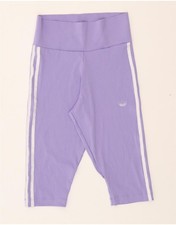 ADIDAS Womens Capri Leggings UK 12 Medium Blue Polyester CY12