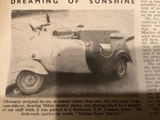 UNUSUAL VESPA SIDECAR OUTFIT MOTORCYCLE ARTICLE. last one