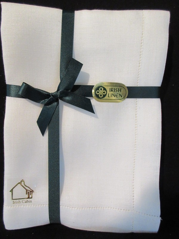 VTG 1950s/60s Irish Cabin White Irish Linen Napkins Set of 2