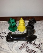 Set of 4 Hollywood Regency 1960 s Majolica Poodle Knife Rests Vallauris France