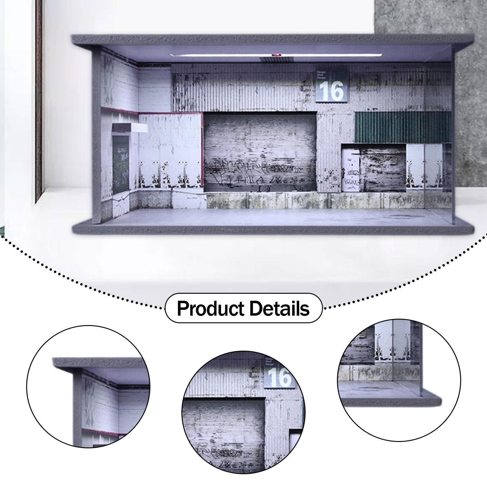 1/64 Model Car Display Case Miniature Scene Toy Car Storage Box