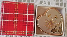 Vintage Engraved Metal Heart Shape Travel Sewing Mending Kit in Box