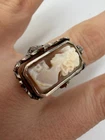 Vintage Sterling Silver Ring Cameo Onyx Reversible Flip Spinner Size 7.5 LX