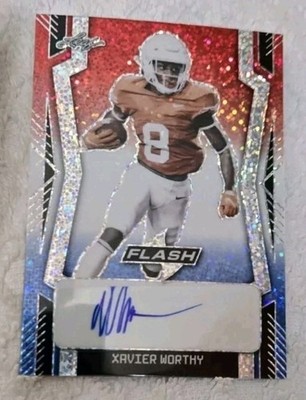 2022 Leaf Flash RED-WHITE-BLUE SPARKLE Xavier Worthy autograph auto 6/7 LONGHORN