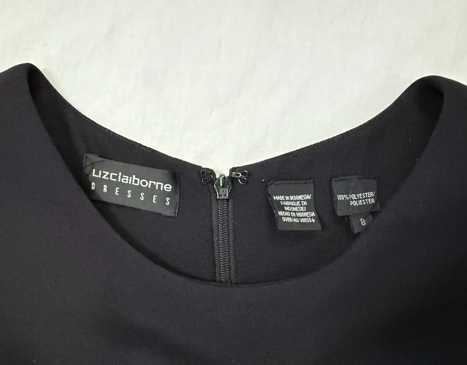 Mono para mujer Liz Claiborne talla 8 negro pierna ancha sin mangas jersey de carrera Foto 3 de 4