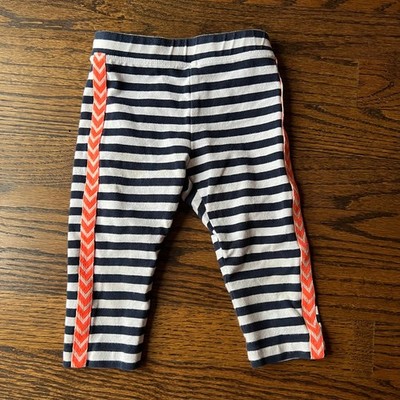 J.Crew Crewcuts Navy Blue Striped Cropped Leggings w Chevron Racing Stripe - 2