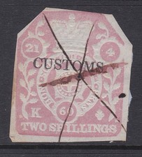 GREAT BRITAIN IMPRESSED DUTY OVERPRINTED CUSTOMS PRE-DECIMAL STAMP CUTOUT FU #85