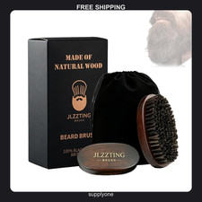 Men's Beard Brush and Comb Set Natural Boar Bristle Beech Wood Grooming Kit