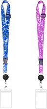 2 Pack Cruise Lanyard for Ship Card, Retractable lanyards with Blue, Purple