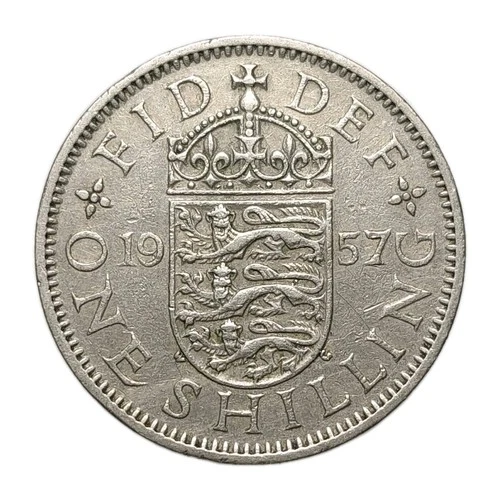 Photo of a 1957 Elizabeth II Shilling from an eBay listing that sold on Jul 20, 2026