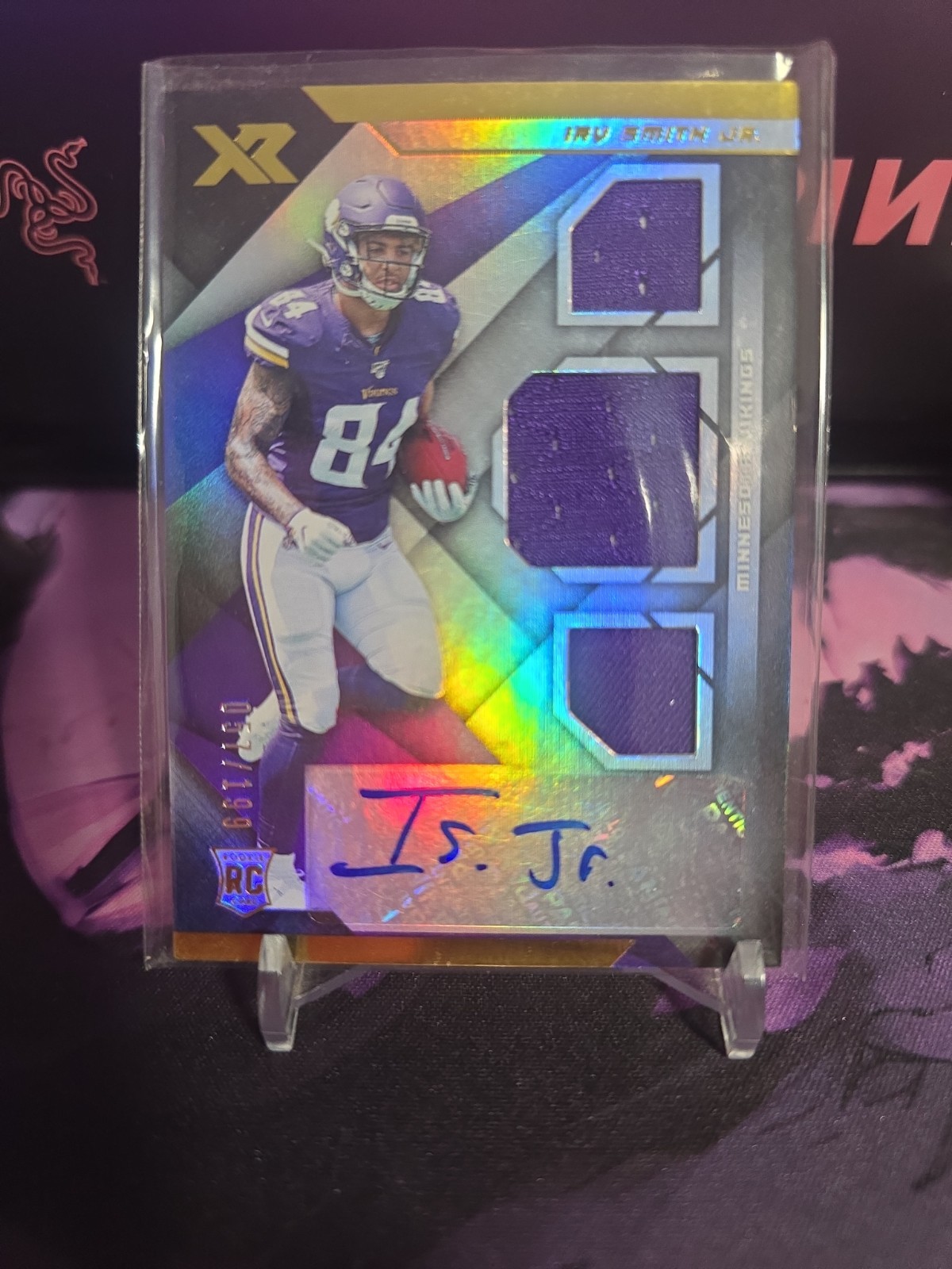 Irv Smith Jr. Panini XR #232 Triple Swatch Autograph