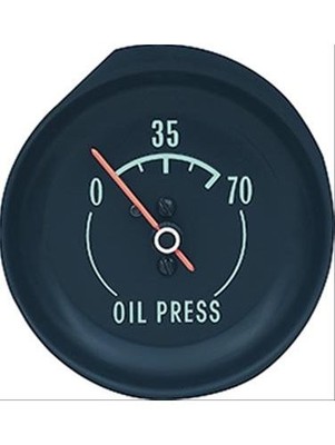 OER 6462928A Oil Gauge, Black Face, Green Numbers, Orange Pointer, Chevy, Each