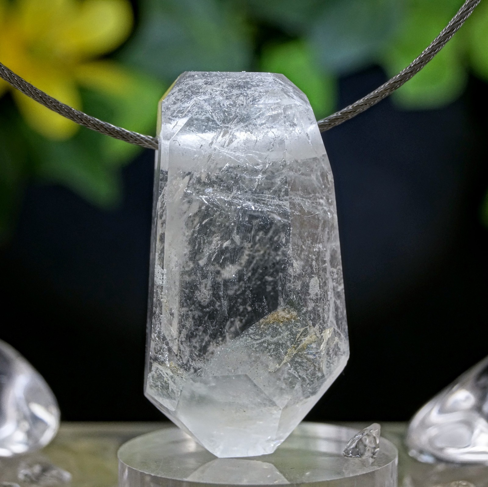 XL Goshenit Anhänger seltener klarer Beryll gebohrt A Qu. 40 mm 21,5 g Brasilien