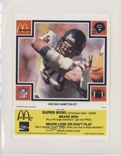1985 McDonald's Chicago Bears Super Bowl Yellow Tab Dan Hampton #99 HOF 00ah