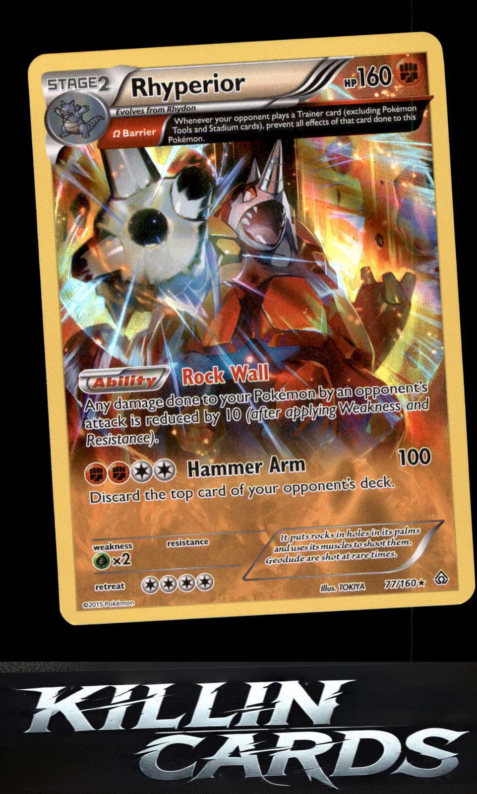 Rhyperior (Omega) 77/160 Pokemon Holo Rare XY - Primal Clash Card NM