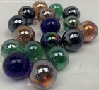 Vintage Iridescent Rainbow Medium Glass Marbles Lot of 17 — photo 2