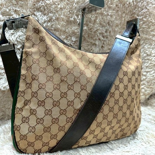 GUCCI GG Canvas Sherry Line Crossbody Shoulder Bag Beige From Japan