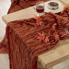 6 Pack Fall Table Runner Terracotta Boho Rustic Gauze 120 Inch 10 FT Cheesecloth