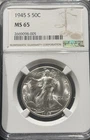 1945 S Walking Liberty Silver Half Dollar 50C NGC MS 65