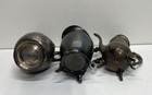 Vintage Silver Plate Hollowware Lot Teapot Water Pitcher Floral Creamer 3 Piece — photo 5